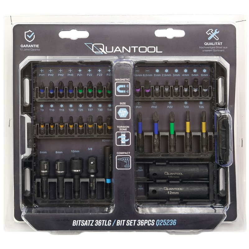 QUANTOOL Bit set 36-delig in kunststof box